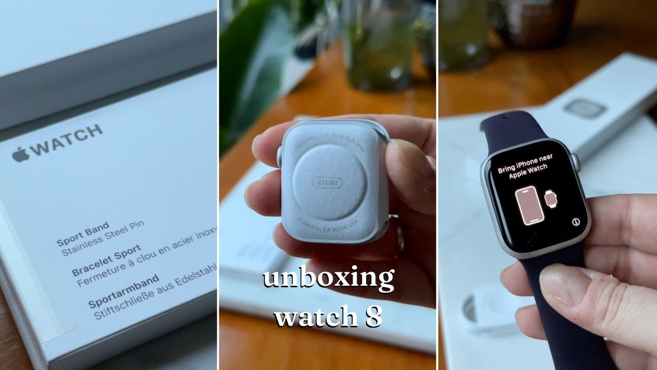 apple watch series 8 + elderberry sport band unboxing asmr silent