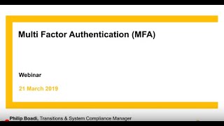 Class training webinar - Multi-factor authentication (MFA)