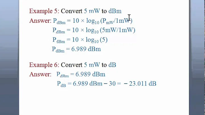 Power and voltage units conversion dB, dBm, Watt, milliwatt, Volt and dBV