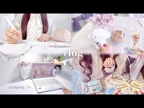 ꒰ Vlog ꒱勉強もホビ活もゆる〜く楽しむ大学生の日常🍨💕/ももなちゃん始めまして😻/入学式/大学生活/パフェ活