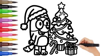 Bluey Christmas Colouring Pages How to Draw Bluey Christmas Tree Bluey Christmas Tree Easy