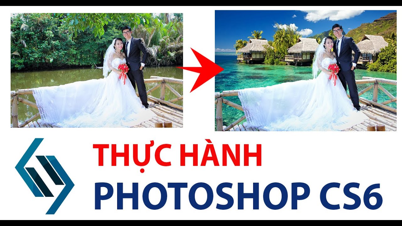 Thực hành Photoshop CS6 | Ghép cảnh biển cho ảnh cưới chụp bên sông -  YouTube