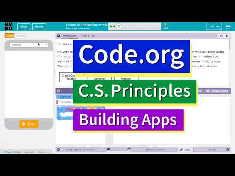 Processing Arrays Lesson 15.3 Tutorial with Answers Code.org CS Principles