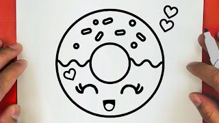 كيف ترسم دونات كيوت خطوة بخطوة / رسم سهل / تعليم الرسم للمبتدئين || Cute Donut Drawing