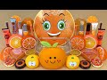 Orange SLIME | Mixing Makeup, Glitter and Beads into Clear Slime. ASMR Slime.