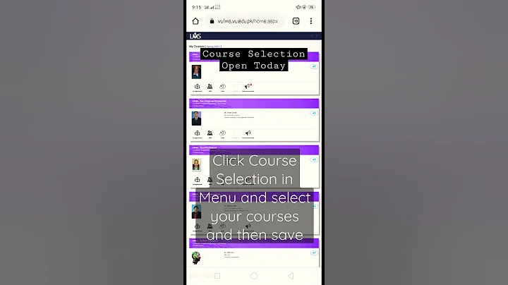 vu course selection open today|| how to do course selection