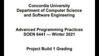 SOEN6441 - Advanced Programming Practices - week 4 - Presentation of Build #1 Requirements