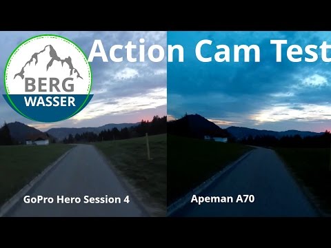 Apeman vs Gopro Hero Session 4 - Mountainbike, Rafting, Light