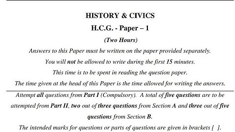 ICSE 2020 HISTORY CIVICS SPECIMEN PAPER