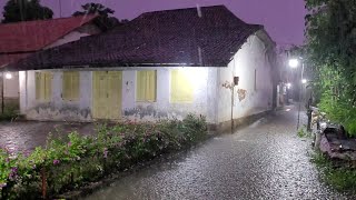Rain walk night | heavy rain in village || ASMR sound