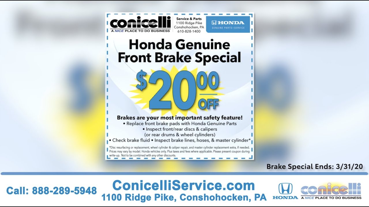 Front Brake Special! 20 Off Honda Genuine Brakes YouTube