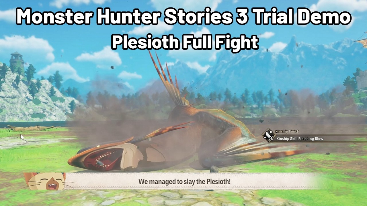 Monster Hunter Stories 3 Trial Demo - Plesioth Defeated (Full Fight)