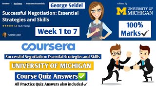 Successful Negotiation: Essential Strategies and Skills | Coursera | Week 1 to 7 | All Quiz Answers