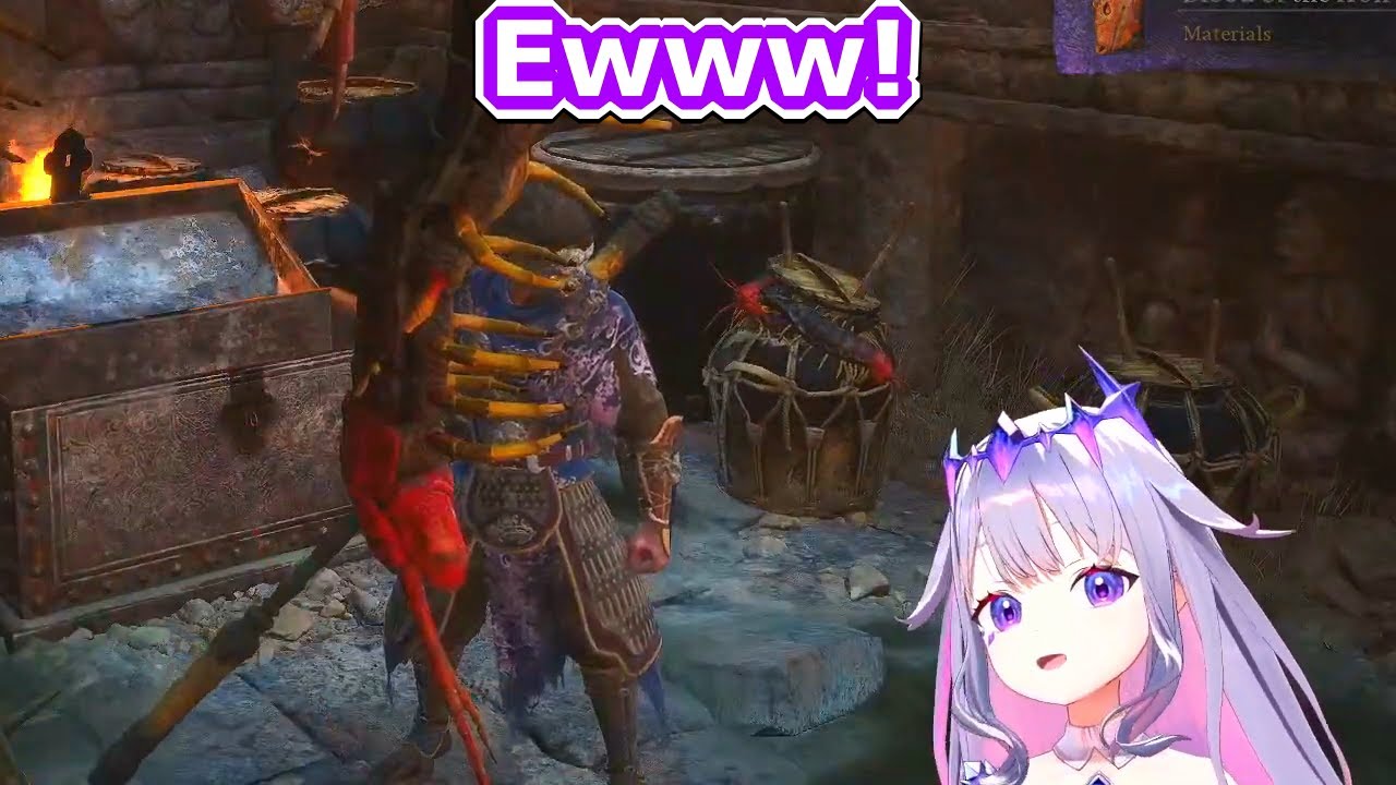 Bijou freaks out at sight of centipedes (Black Myth: Wukong)  [Hololive/clip]