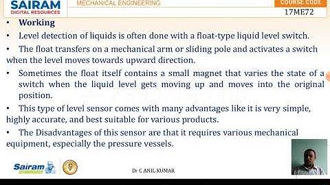 Lecture Video 10_ 17ME72_Fluid Power Systems_Module 2_ Sensor_ Dr C ANIL KUMAR