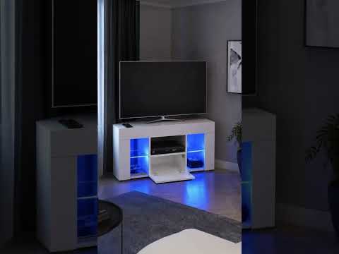 ТВ-тумба угловая с LED-подсветкой, тумба под телевизор для гостиной, видео 1