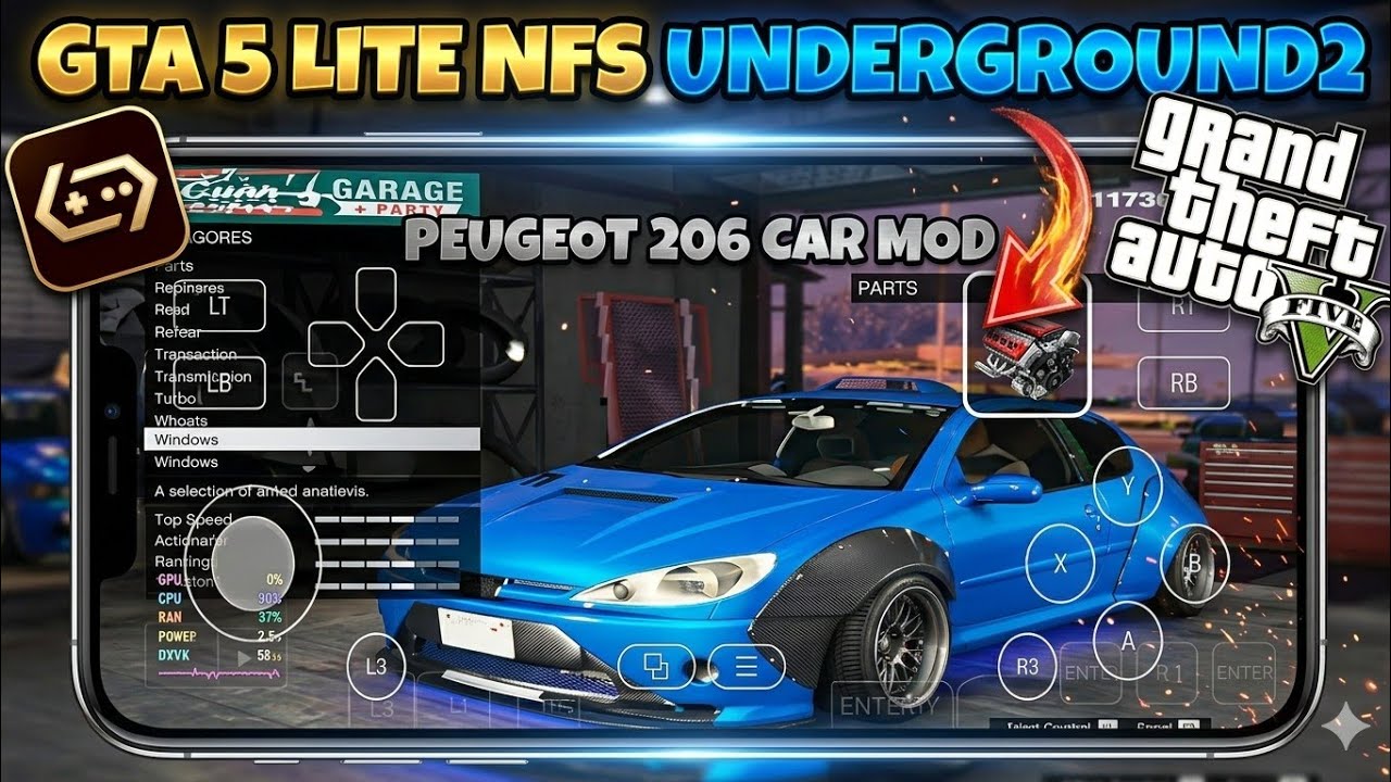 GTA 5 LITE GAMEHUB 5.3.5 NFS UNDERGROUND2 PEUGEOT 206 CAR MOD ANDROID SNAPDRAGON 6S GEN 3 🔥🔥
