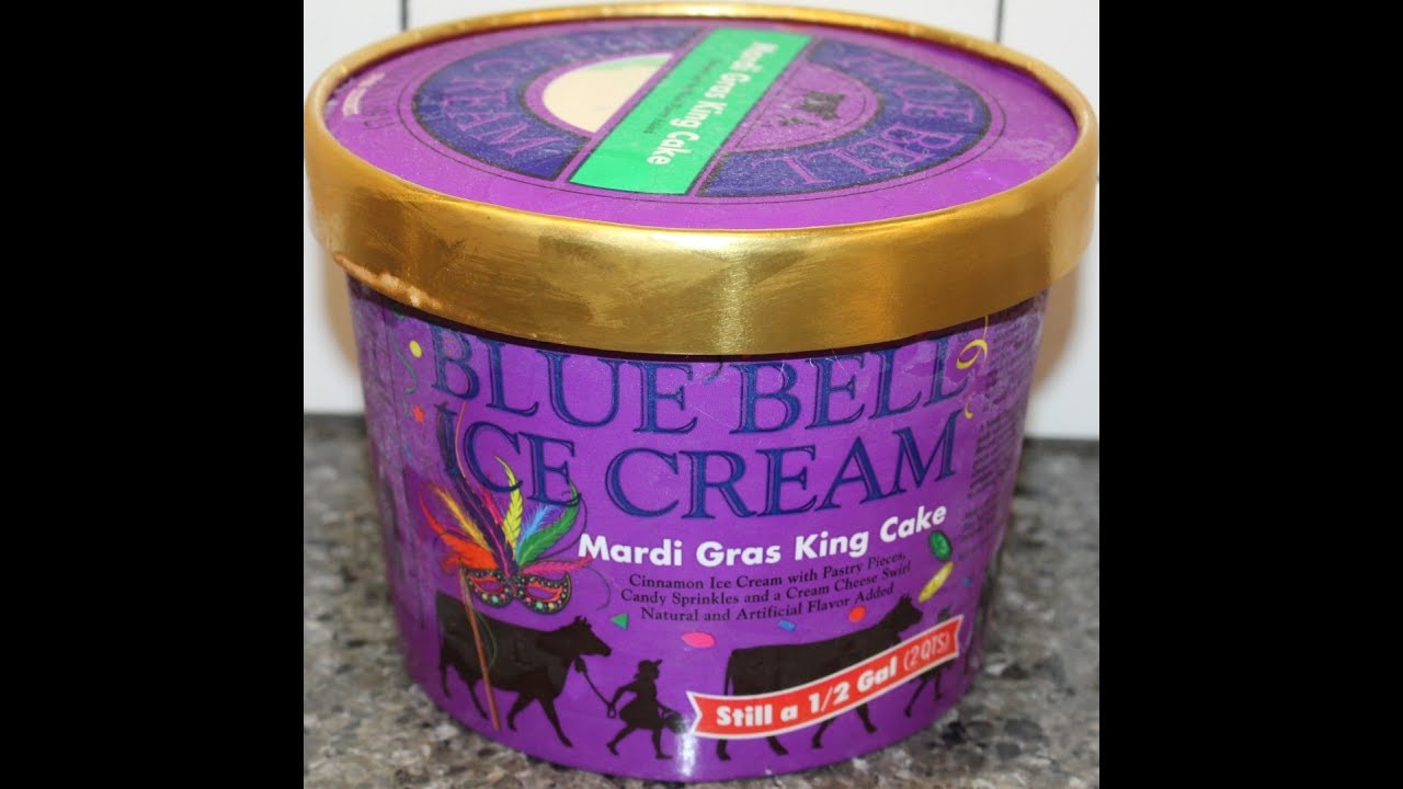 Blue Bell Mardi Gras King Cake Ice Cream Review YouTube