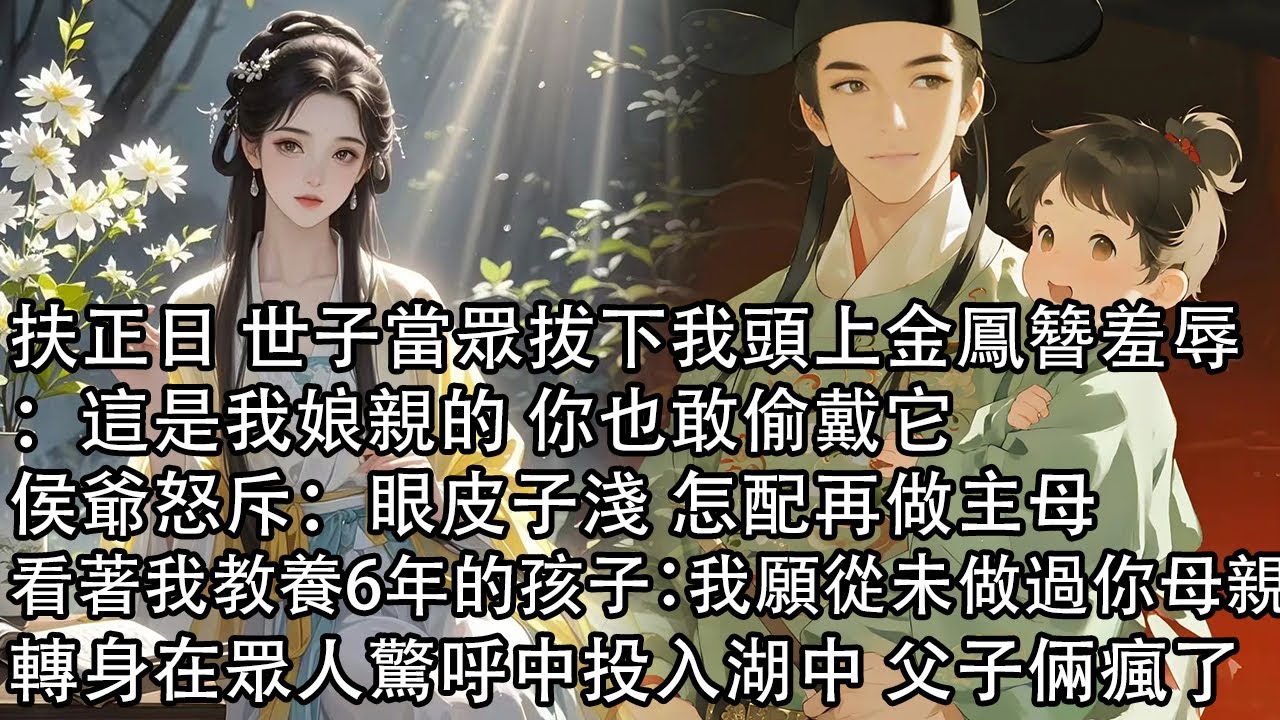 【一口氣看完】扶正日 世子當眾拔下我頭上金鳳簪羞辱：這是我娘親的 你也敢偷戴它，侯爺怒斥：眼皮子淺 怎配再做主母，看著我教養6年的孩子：我願從未做過你母親，轉身在眾人驚呼中投入湖中 父子倆瘋了