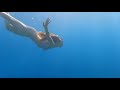 Girl dives without a mask mediterranean sea 