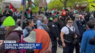 Tensions run high during dueling proPalestinian, proIsrael protests at DePaul University quad