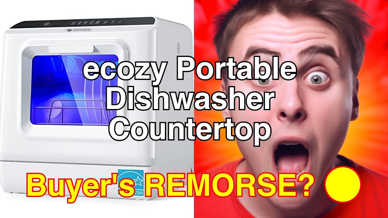ecozy Portable Dishwasher Countertop, Mini Dishwasher with a Built-in 5L  Water Tan 