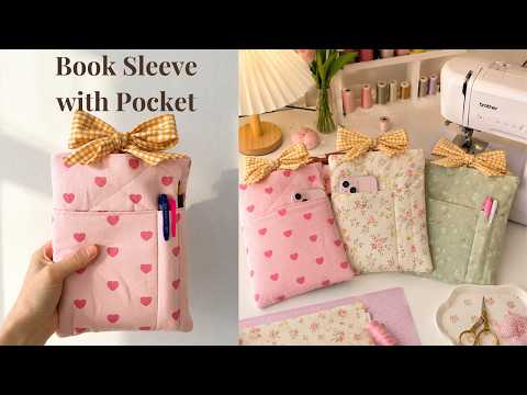 How to Sew a Cute Book Sleeve with Bow and Pocket | Beginner Friendly