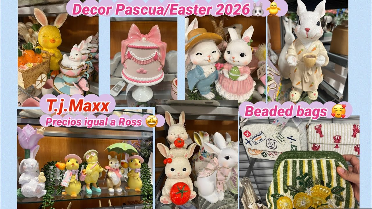 TjMaxx🐰Decoración de Pascua/Easter2026🐥-Precios igual a Ross 🤩 -Beaded bags y vaqueras.