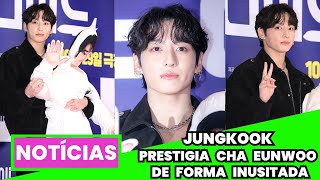 JUNGKOOK, NAMJOON E J-HOPE NA PREMIÈRE DO NOVO FILME DE CHA EUNWOO ! VEJA O QUE JK APRONTOU