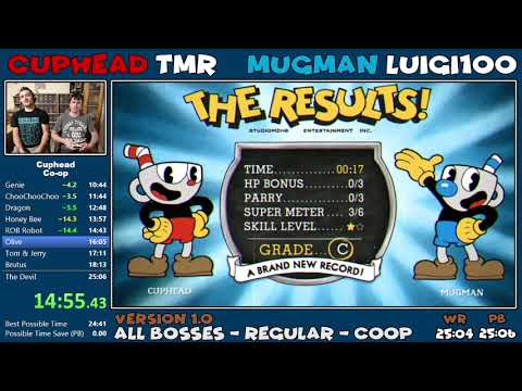 [World Record] Cuphead - All Bosses Co-op Regular in 24:46 (Legacy)