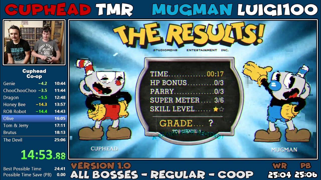 World Record] Cuphead - All Bosses Co-op Regular in 24:46 (Legacy) 
