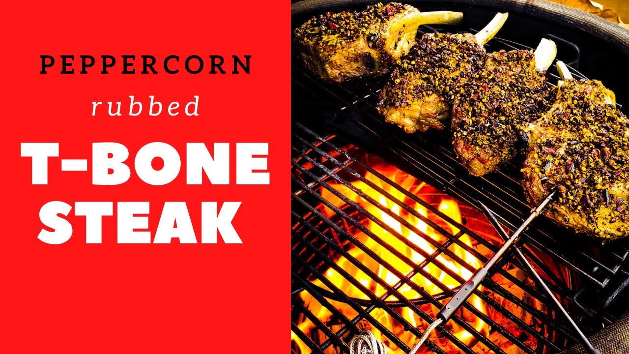 Thick and juicy black pepper tbone steak Kamadojoe cooking YouTube