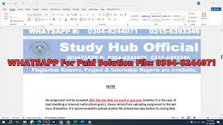CS001 Assignment 1 100% Correct Solution Fall 2024, CS001 Assignment 1 Solution 2024