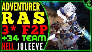 Adventurer Ras Hell Juleeve Council (3* F2P +34 Team) Epic Seven Raid Epic 7 Labyrinth E7