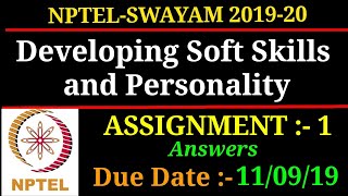 NPTEL | Developing Soft Skills and Personality | ASSIGNMENT - 1 Answers | 2019