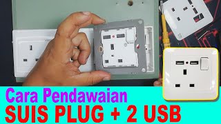 Cara Pendawaian Suis Plug + USB Charger / How to Wire Switch Socket + USB Charger DIY