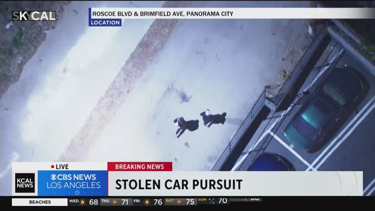 Lengthy high-speed chase with stolen car ends with suspects running ...
