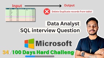 SQL Data Analysis Interview Question #34/100 | SQL Challenge | SQL Tutorials | Delete Duplicate