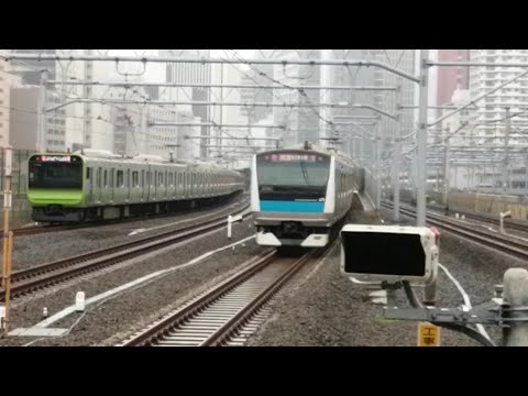高輪ゲートウェイ駅 京浜東北線E233系 山手線E235系並走