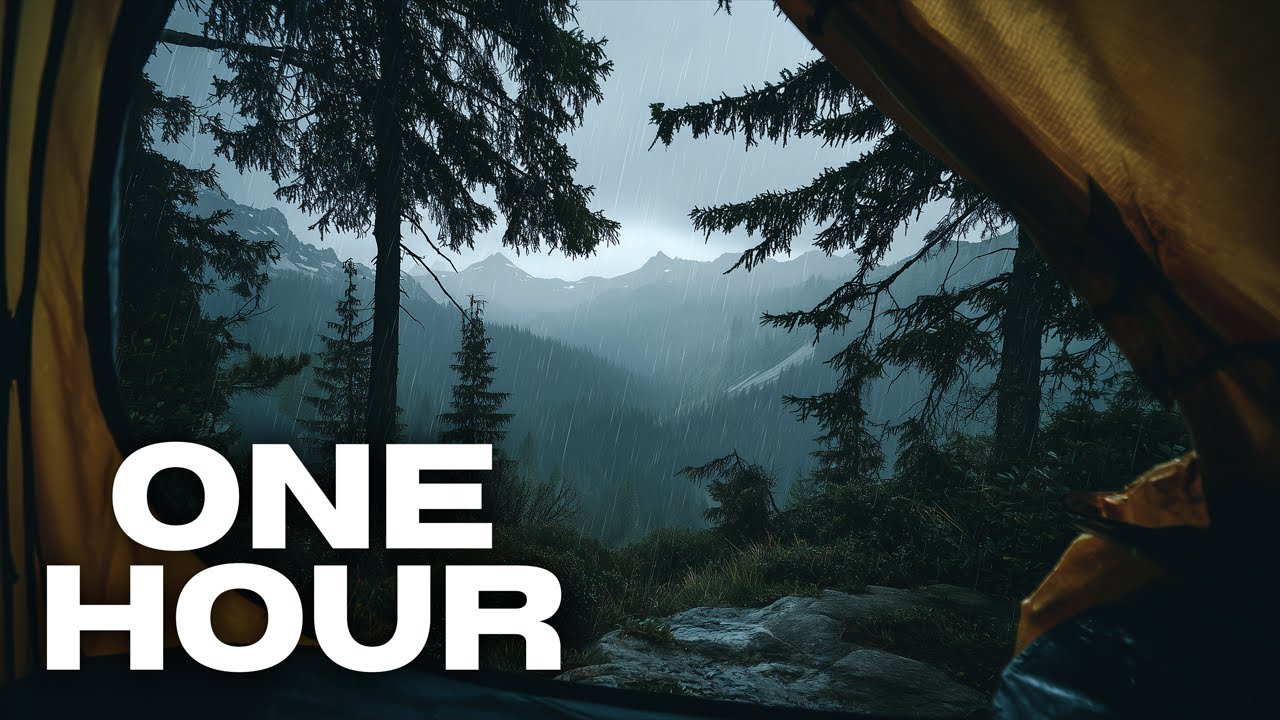 Cozy Tent in the Mountains - Rain Sounds & Thunderstorm for Sleep | Rainy Camping Ambience