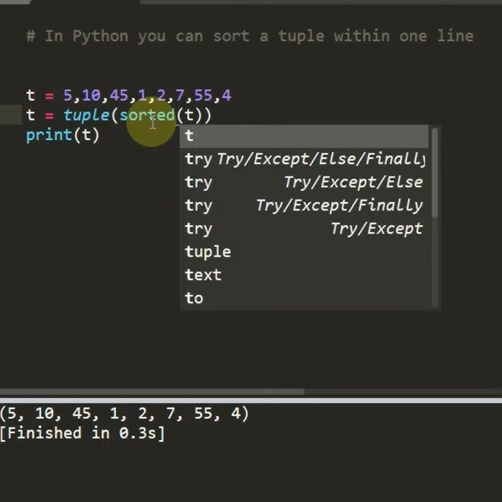 In Python, Sorting a Tuple always return List #shorts - YouTube