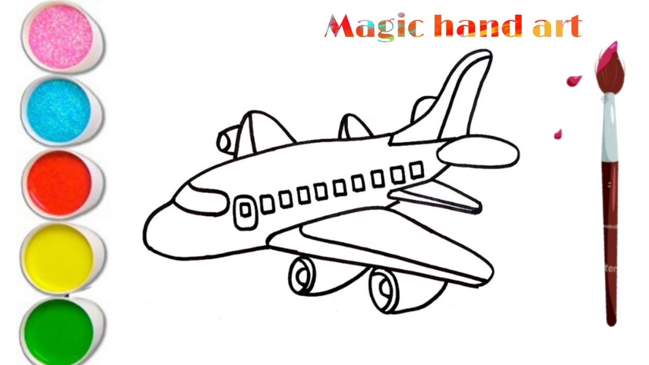 How to Draw An Airplane, drawing & coloring for kids,toddlers, let's ...