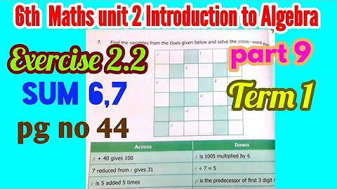 6th Maths-unit 2 Introduction to ALGEBRA-Exercise 2.2(sum 6,7)-part 9- pg no 44-Term 1 New syllabus