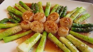 How to Cook the Perfect  Scallops w/ Asparagus in 10 mins • Chinese Seafood & Vegetable Recipe