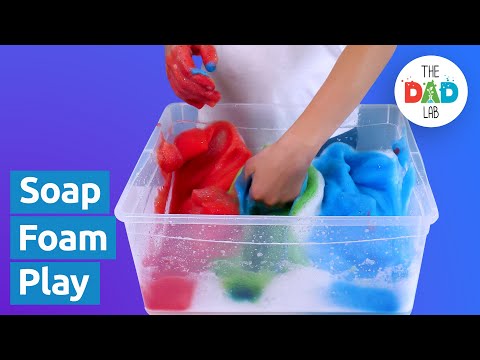 Rainbow Soap Foam Bubbles Sensory Play