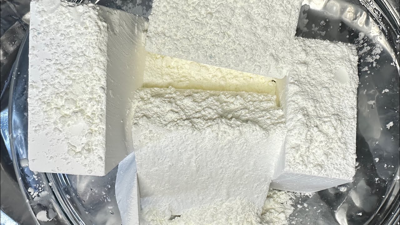 ASMR | Crispy Fresh Gym-chalk topped with cornstarch - YouTube