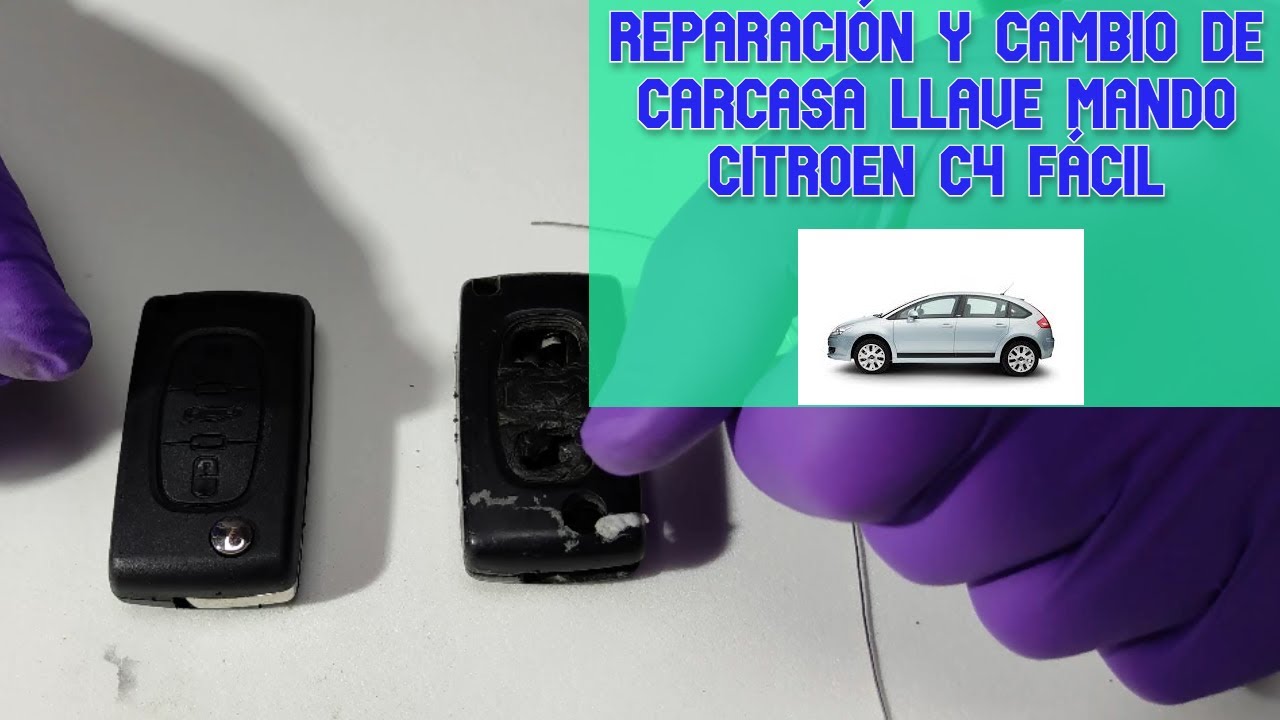Cambiar carcasa llave 🔑 Citroen C4 , reparar mando 📡 sustituir botones ✓  