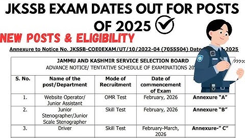 JKSSB BIG UPDATE EXAM DATES FOR SESSION 2026 OUT 🔥 VARIOUS POSTS EXAM IN 206 👍 MUST WATCH ✅