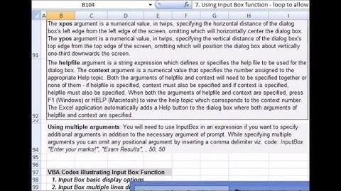 Using Input Box in vba code, the InputBox Function