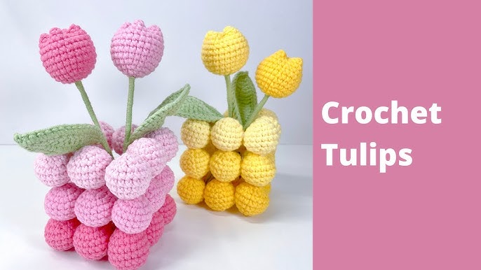 Tulip Flowerpot Crochet Kit Purple&Yellow